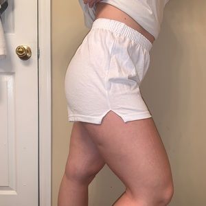 never worn white soffe shorts in women's medium